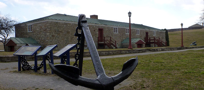 Navy Hall beside Fort George National Historic Site.